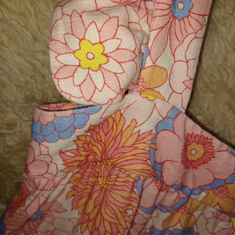 Floral Sleeveless Tuckernuck Ruffle Straps Dress 100% Linen - Picture 5 of 12